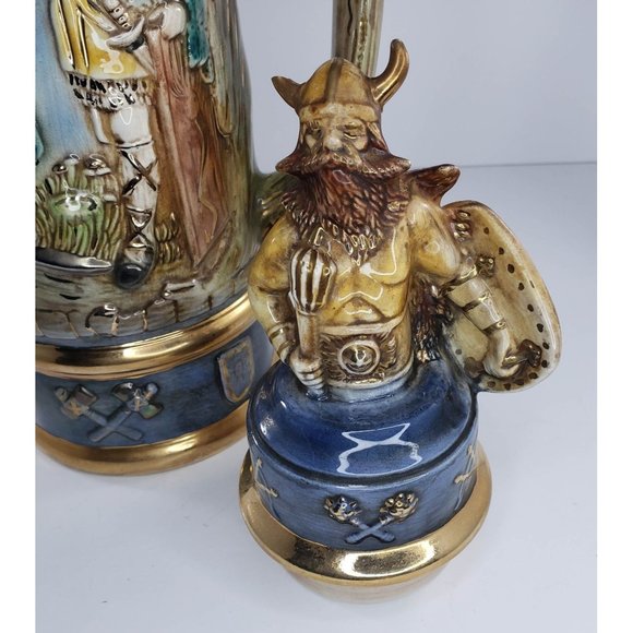 Vintage Viking Warrior Stein Valhalla Signed LM Hand Painted - Picture 3 of 16
